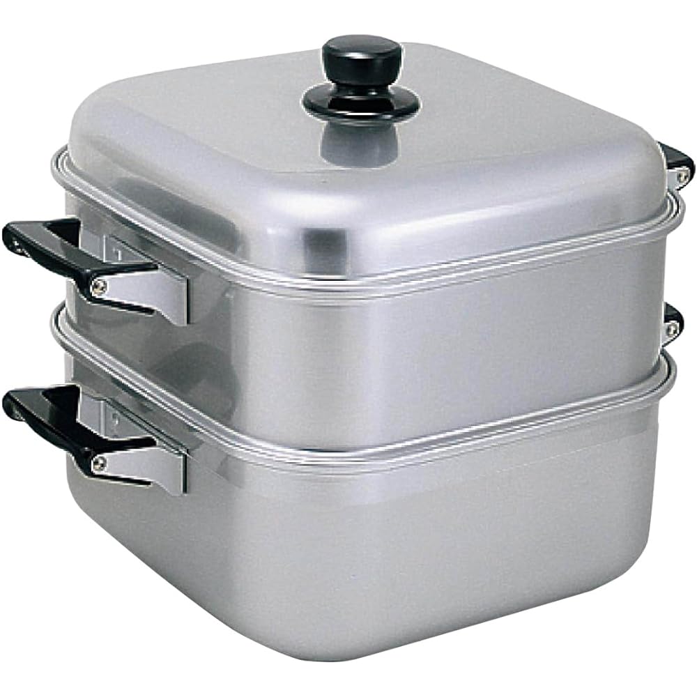 Akao Aluminum Square Steamer 33cm Double Aluminum Alloy (Alumite), Handle (Phenol Resin) Japan AMS71332