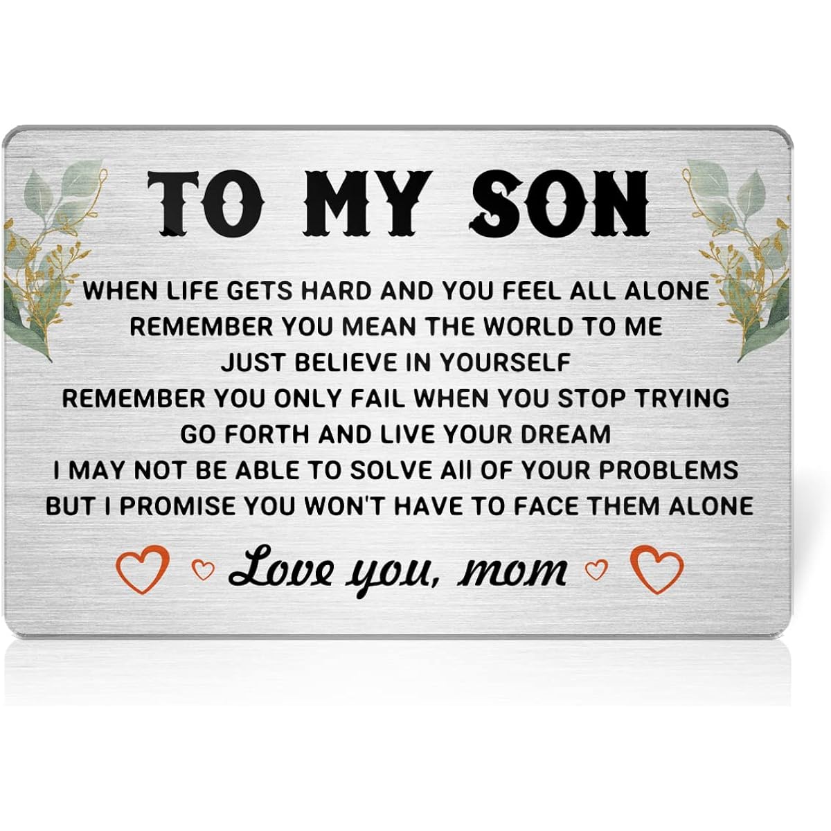 Son Motivational Wallet Insert Cards Gifts from Mom Son Love Colorful Metal Wallet Card Love Note Message Inspirational Birthday Christmas Graduation Gift