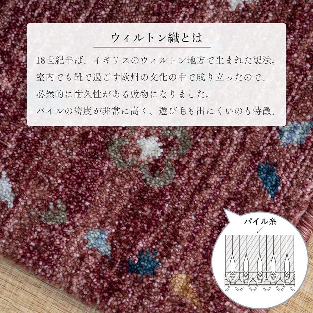 Ikehiko Mat Entrance Indoor Outdoor Imported Maia Red Approx. 70 x 120cm Rectangular Made in Turkey Wilton Weave Ethnic Simple Antibacterial and Odor Resistant All Seasons Durable #1311730246401