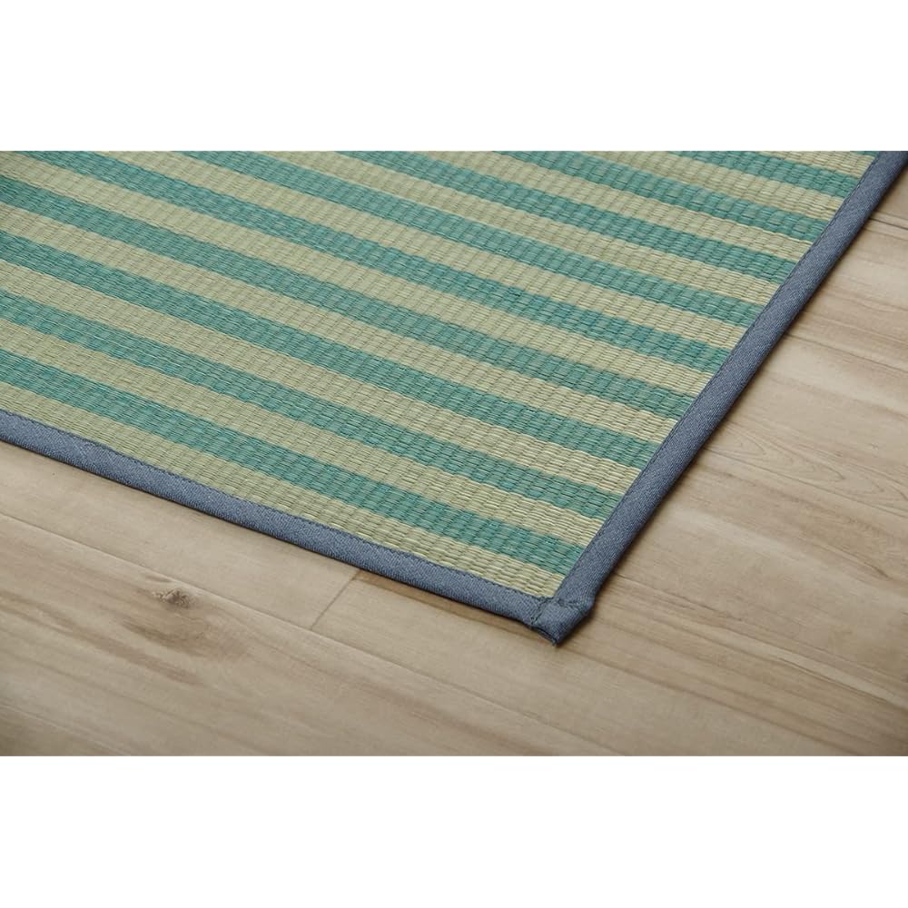 Ikehiko Corporation Rush Rug Carpet Water Repellent Non-Slip Non-woven Plaid Pattern HS Raster Casual Antibacterial and Odor Resistant Blue Approx. 190 x 190 cm #8462420