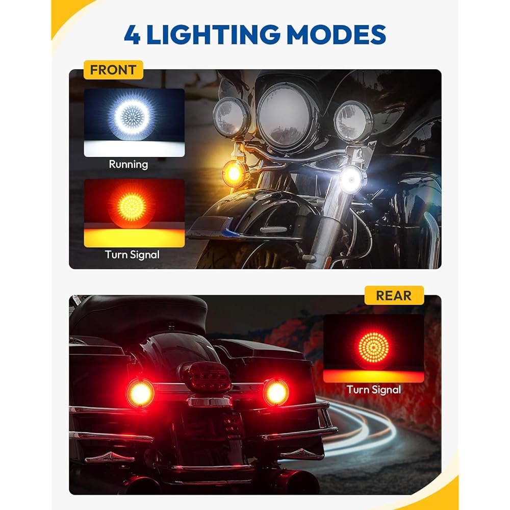 ANONEMOTO 3 1/4" LED Turn Signal 1157 1156 Harley 1986-2023 Electra Glide Road King Road Glide Softail Tour Glide Ultra Limited Turn Signal LED Light