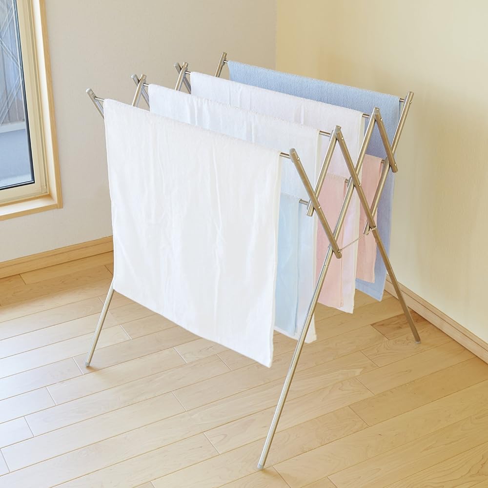 HEIAN SHINDO Indoor Clothes Drying Stainless Steel Telescoping Type Large Capacity Telescoping Width 48~81cm OH-90 Heian Shindo Kogyo