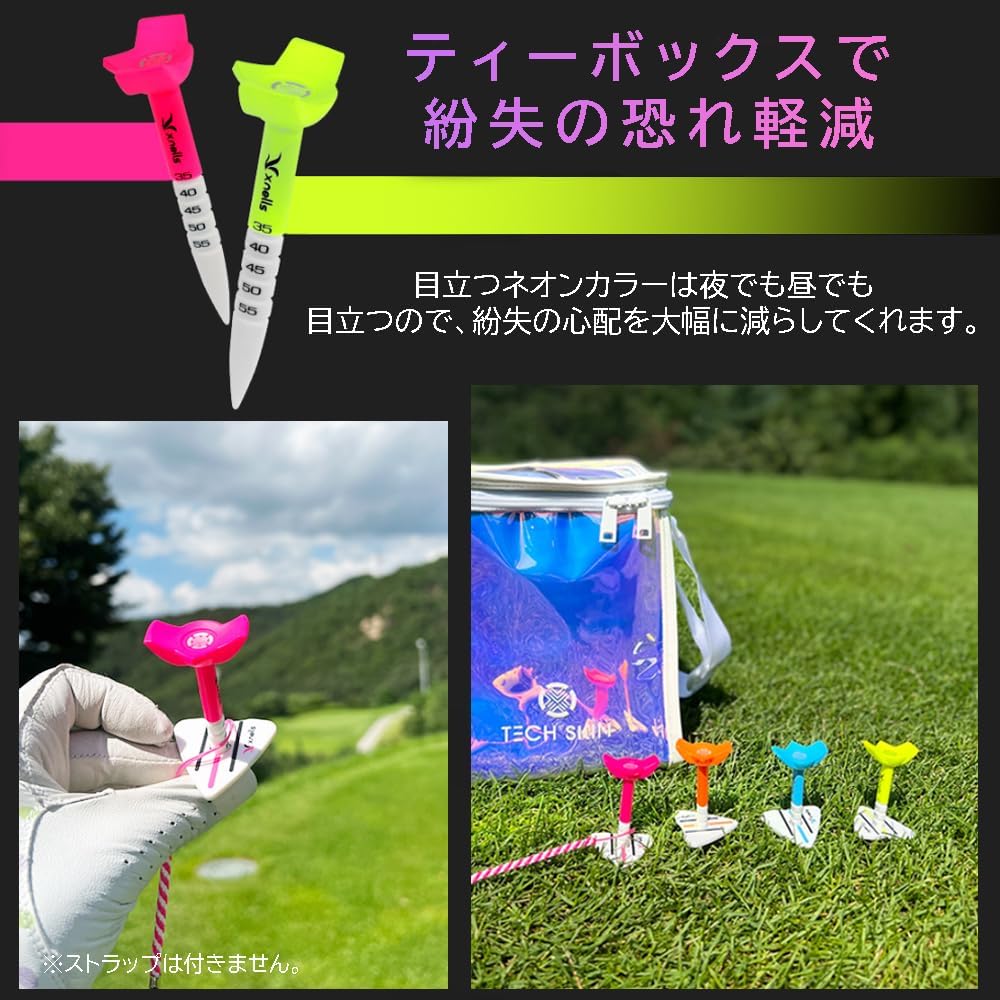 TECH SKIN Control Golf Tee Neon Plus 35mm - 55mm New Design Height Adjustable Break-resistant Ball Marker Reinforced Plastic Lost Prevention Made in Korea