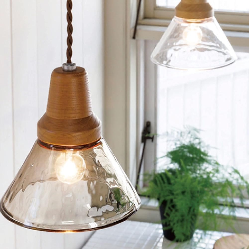 Interform Pendant Light LT-9535BN Belka Brown with LED Bulb Scandinavian Glass Wood Natural