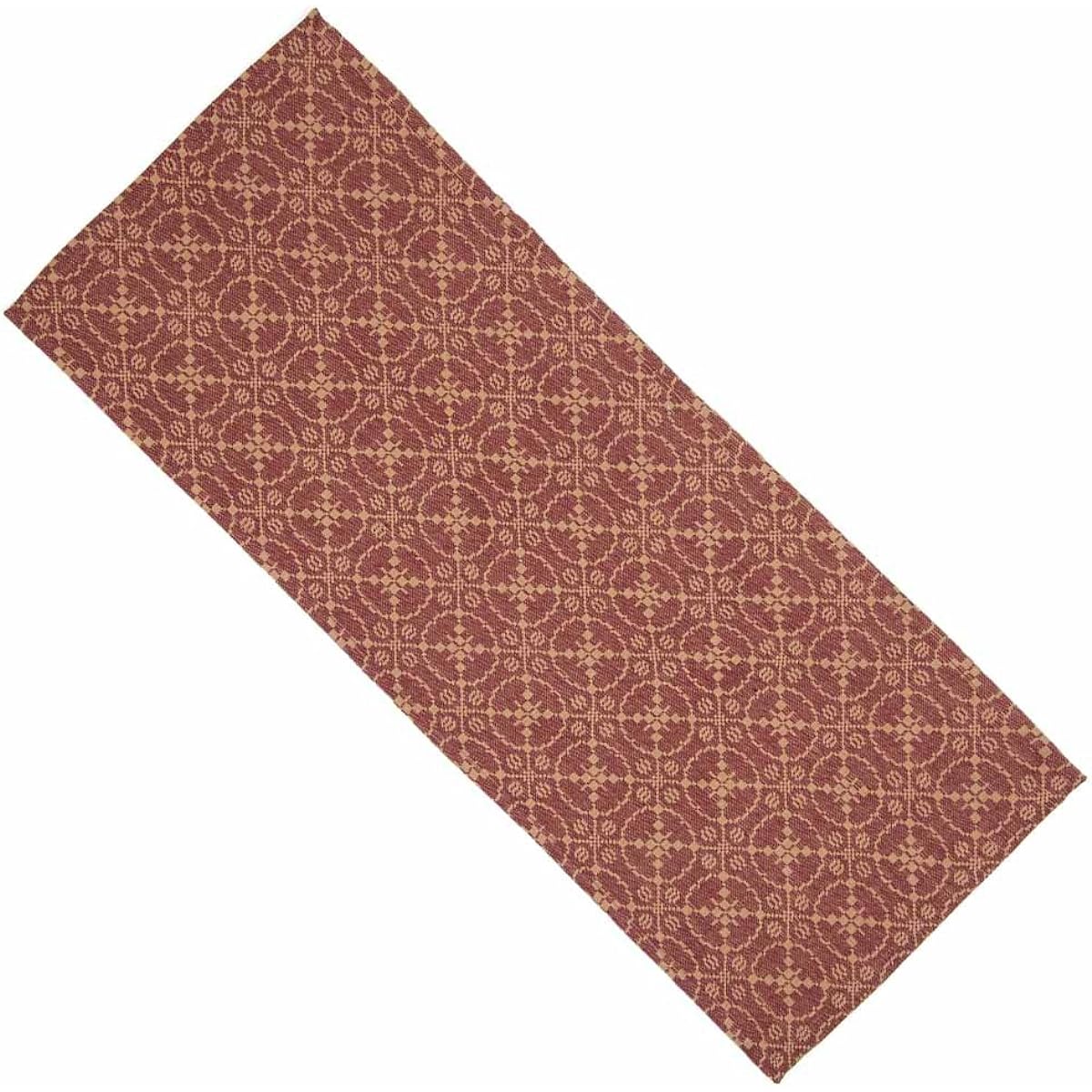 Raghu Marshfield Jacquard Burnt Red and Tan Table Runner Home Collection 14" x 36"
