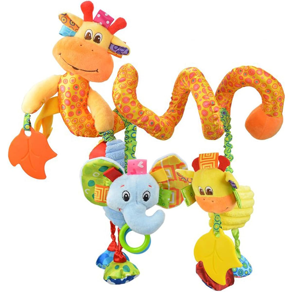 VX-star Stroller Crib Ornament Hanging Yellow Cute Little Deer Shape Design Spiral Plush Stroller Travel Activity Toy