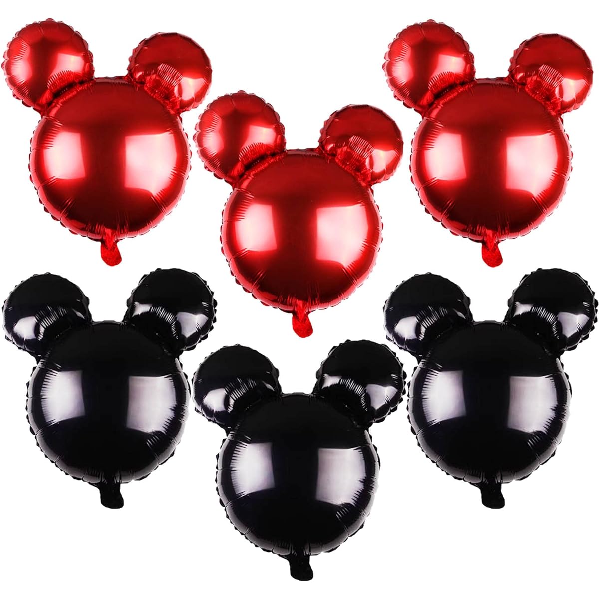 joaoxoko Mouse Party Balloons 6 Pieces Punch Balloons Baby Shower Minnie Party Girls Party Kids Birthday Theme Party Decoration Supplies 24 Inch Black Red Aluminum Foil Balloons (6 Pieces)