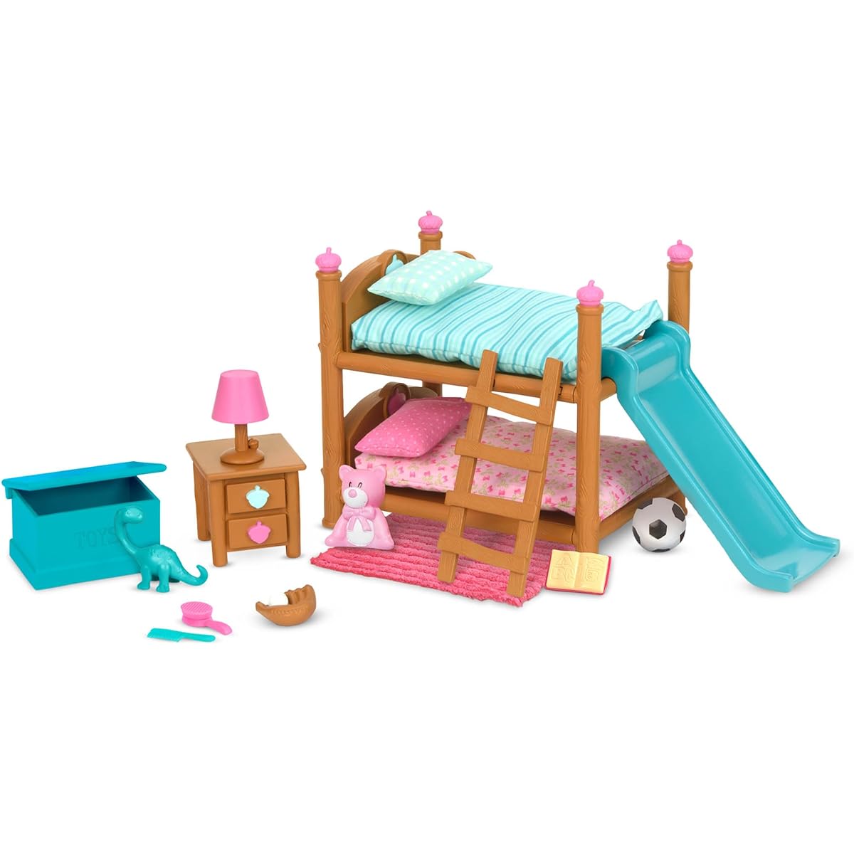 Li'l Woodzeez Bunk Bed Playset Miniature Bedroom Furniture and Accessories 18 Piece Set with Bed, Toys, Books and More Gift for Kids Ages 3+