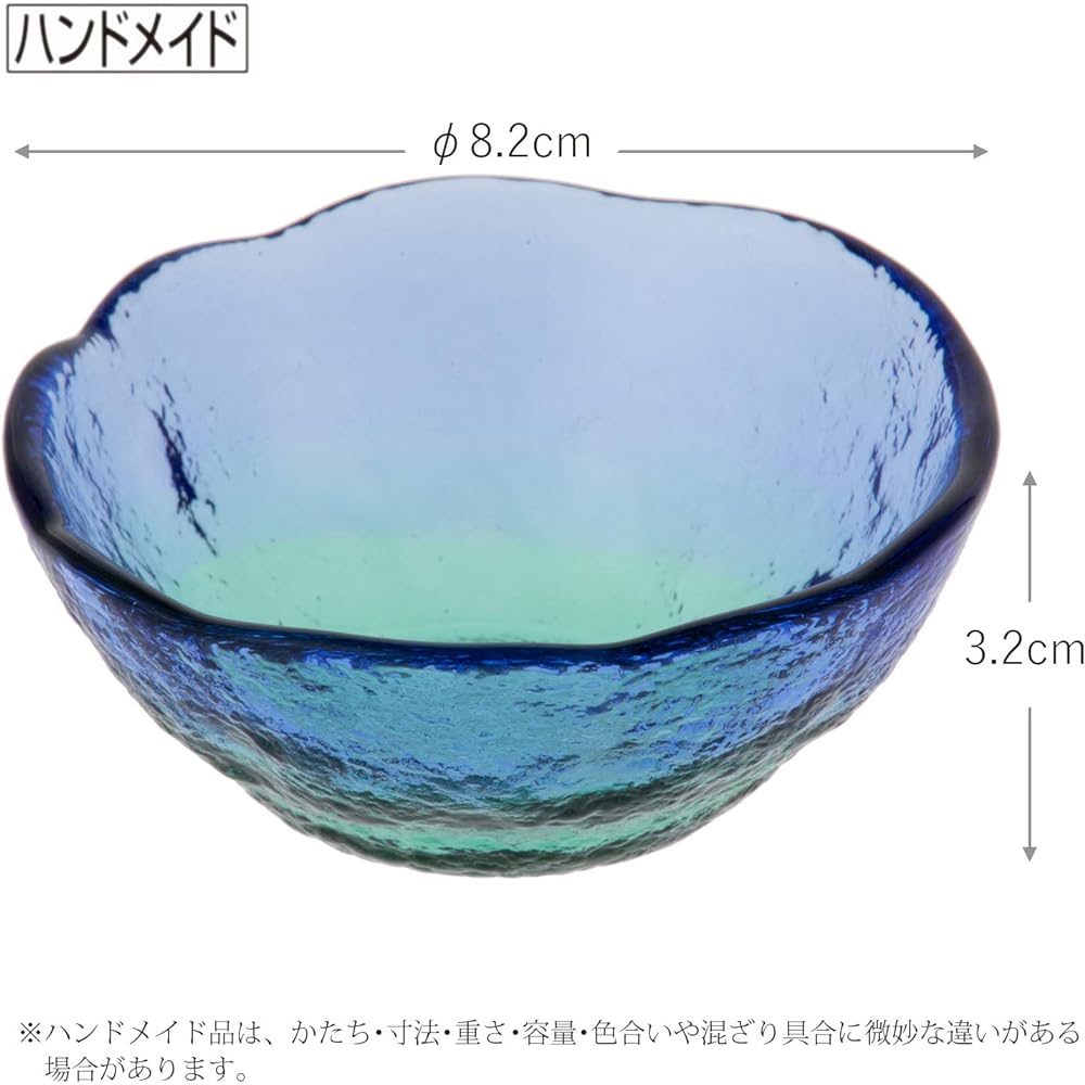 Toyo Sasaki Glass Small Bowl Blue/Green Approximately φ8.2 x 3.2cm Coral Sea Choco Made in Japan WA3301