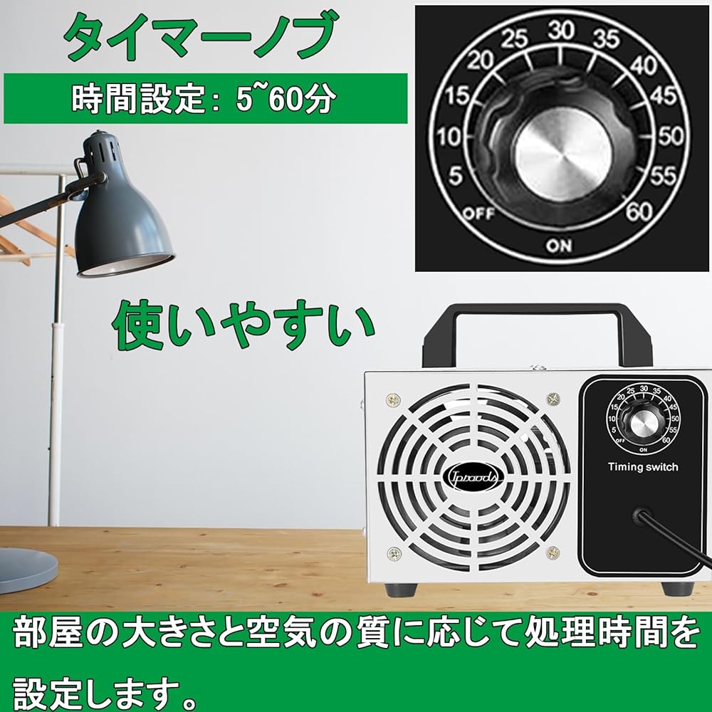 Iproods Ozone Generator, Small Ozone Deodorizer, Air Purifier, 60 Minute Timer, for Commercial and Home Use, Japanese Instruction Manual Included (20000mg/h)