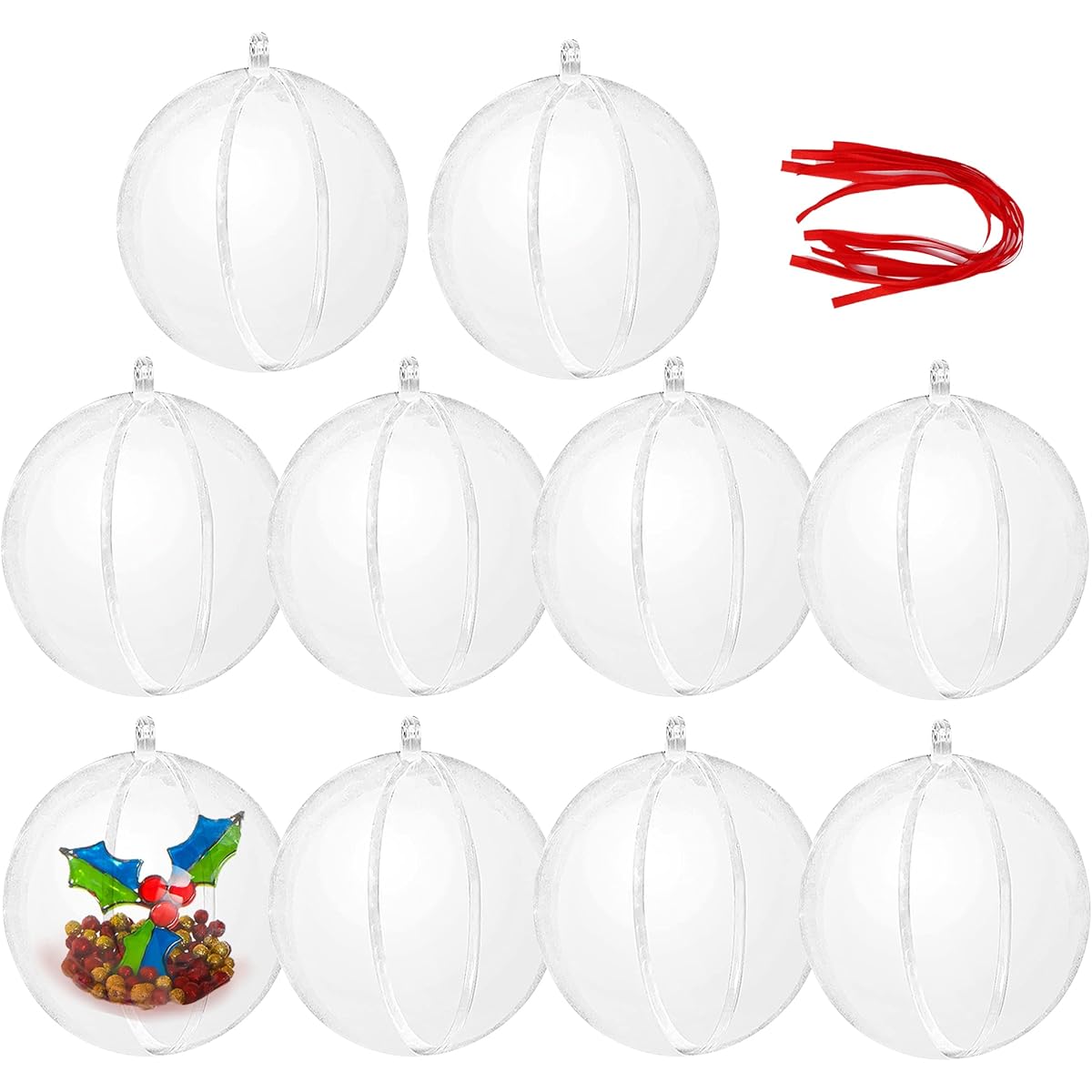 Joiedomi 10pcs Clear Plastic Fillable Christmas Ball Ornaments 3.15" Christmas Holiday Indoor and Outdoor Christmas Decorations
