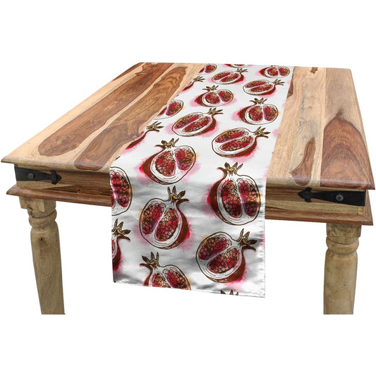 Ambesonne Fruit Table Runner Pomegranate Flowers Blurred Watercolor Mediterranean Bath Image Dining Room Kitchen Rectangular Runner Fuchsia Amber Rose 16" W x 90" L run_47772_16x90