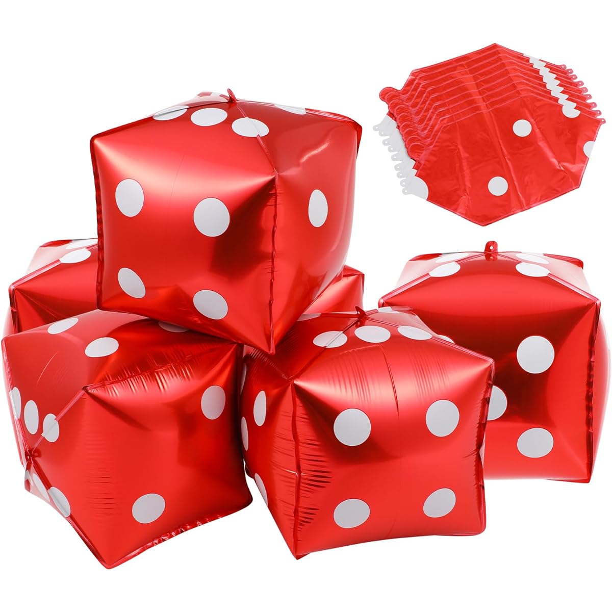 Gadpiparty Casino Party Decorations 10pcs Dice Balloons Square Aluminum Foil Balloons Fairy Balloons for Wedding Marriage Birthday Party Decoration Red Casino Theme Party Decorations