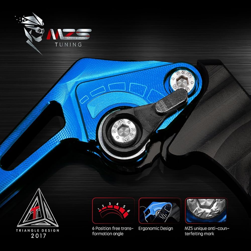 MZS Blue Motorcycle Brake Clutch Levers Short Adjustable GSXR 600 97-03 | GSXR 750 96-03 | GSXR 1000 01-04 | SFV650 09-15 | SV650 16-21 | DL650 11-21 | GSXS7 50 11-21 | GSX250R 18 -20