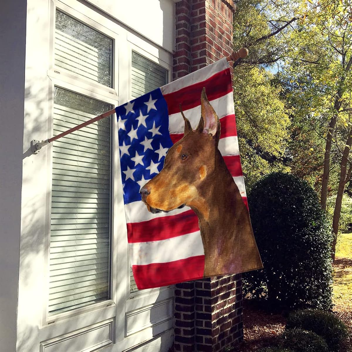 Caroline's Treasures SS4224CHF American Flag with Doberman Flag Canvas, Large, Multicolor