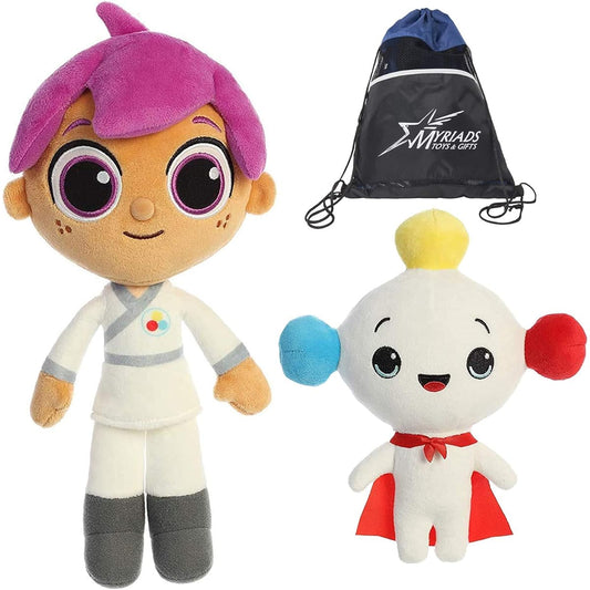 Aurora Plush 9" Rainbow King and 11" Zee Set by True and The Rainbow Kingdom with Cotton Bag