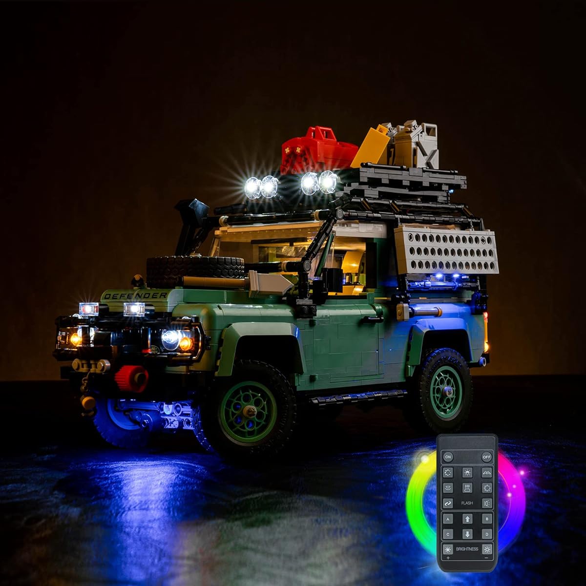 BrickBling LED Lighting for Lego Land Rover Defender 90 Model Car (No Model) 2023 Light Kit for Lego 10317 Light Up Remote Control Version