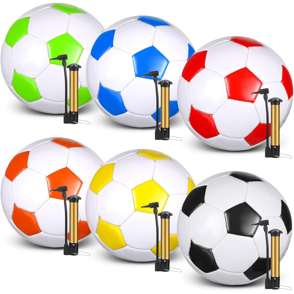Glimin 6pcs Christian Charity Donation Supplies Deflated Soccer Balls Bulk with Pump Official Size Samaritan's Purse Operation Christmas Machine Stitched Balls for Kids