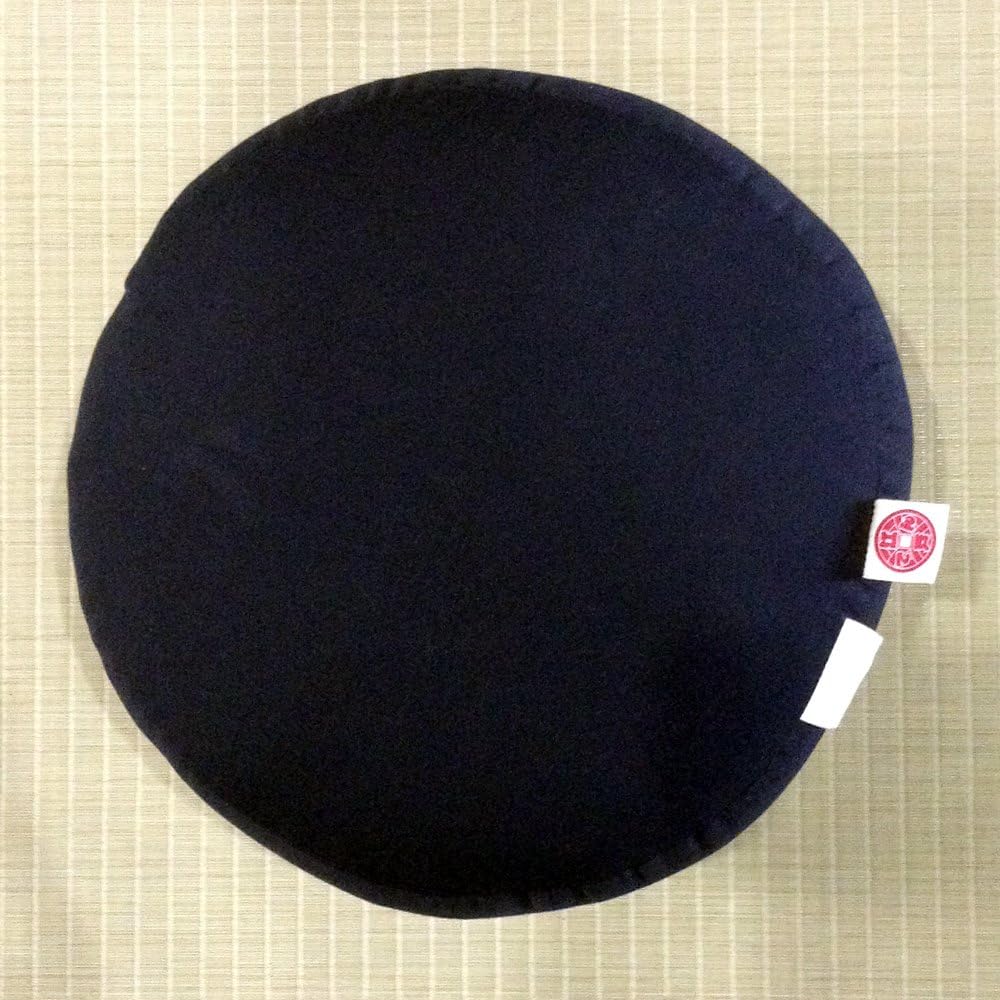 [Edoten] Zafu Zafu cushion for zazen and yoga, with discharge dyed pattern, high quality zafu made from dungaree fabric, with sticky hands, no tucks, plain black, canvas handles