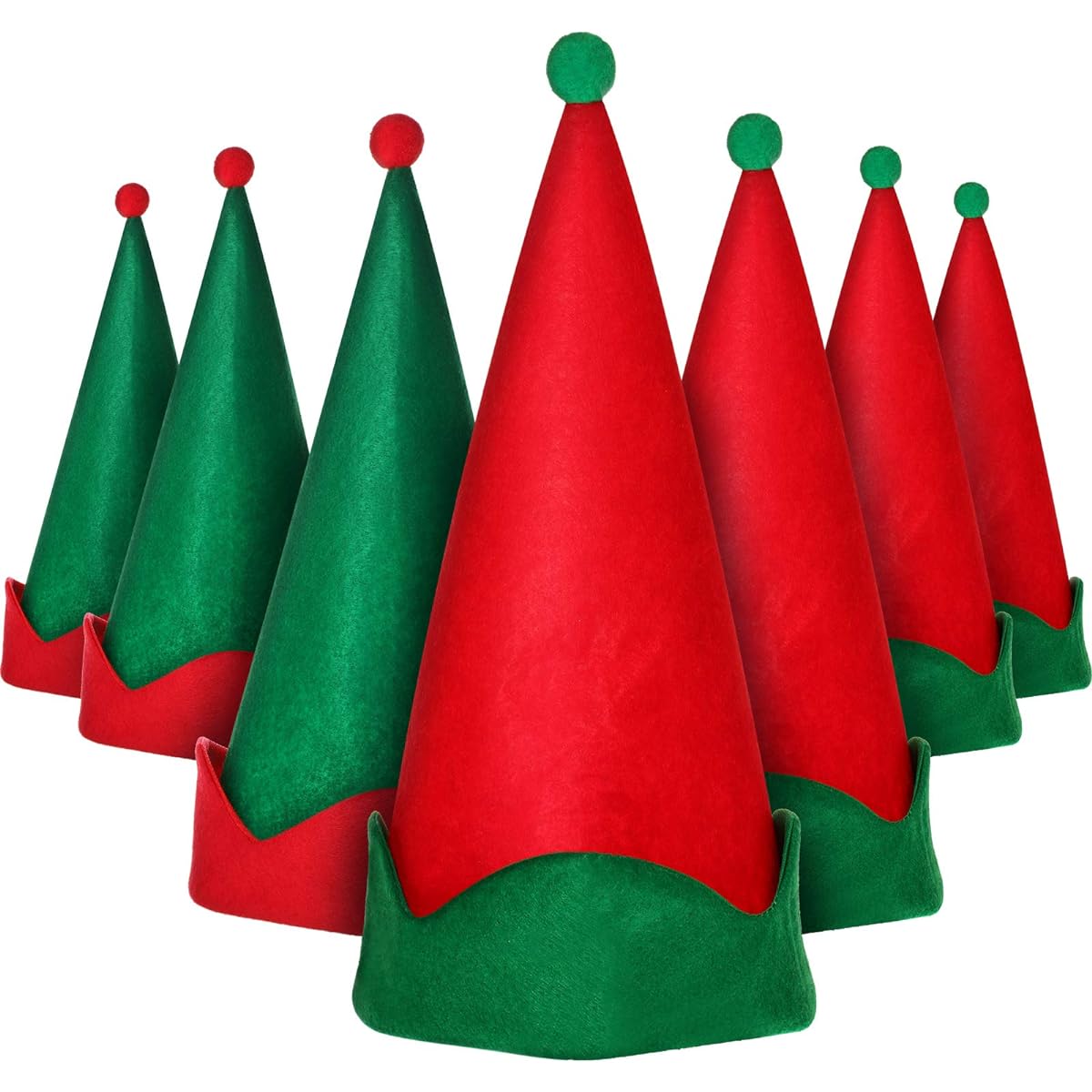 SATINIOR 8PCS Christmas Felt Elf Hats Green and Red Santa Elf Hats Novelty Funny Hats for Christmas Holiday Party Costume Favors Gifts for Kids Accessories