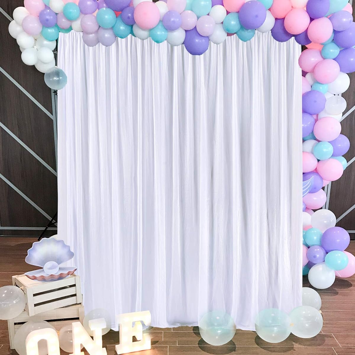 White Tulle Backdrop Curtains for Party Wedding Photography Baby Shower Birthday Bridal Decoration Wrinkle Free Drapes 5ft x 7ft