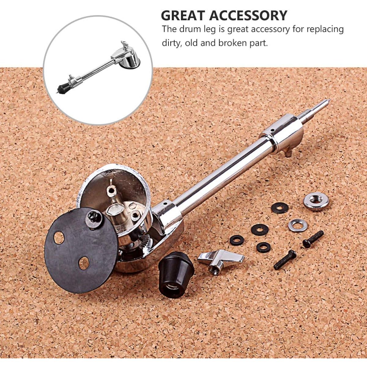 EXCEART Bass Drum Spurs Adjustable Bass Drum Stand Legs Anti-Rust Spurs Drum Instrument Accessories