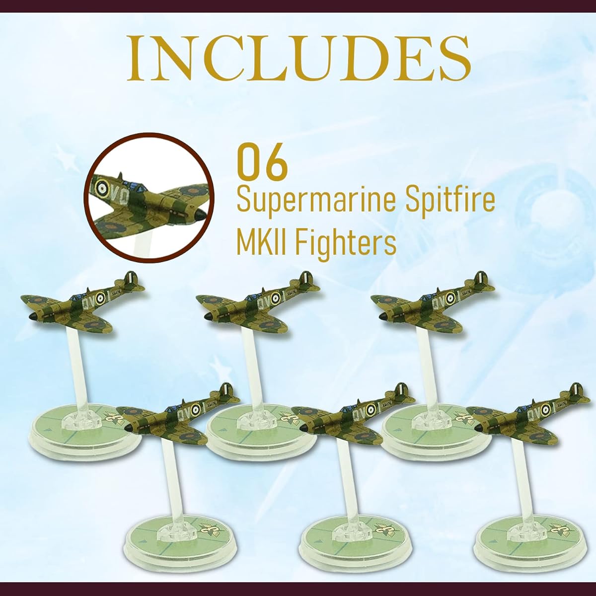 Warlord Games Wargames Delivery Blood Red Skies - British Spitfire Mk. II Squadron 1/200 Scale World War II Air Combat Game Model Airplane Kit