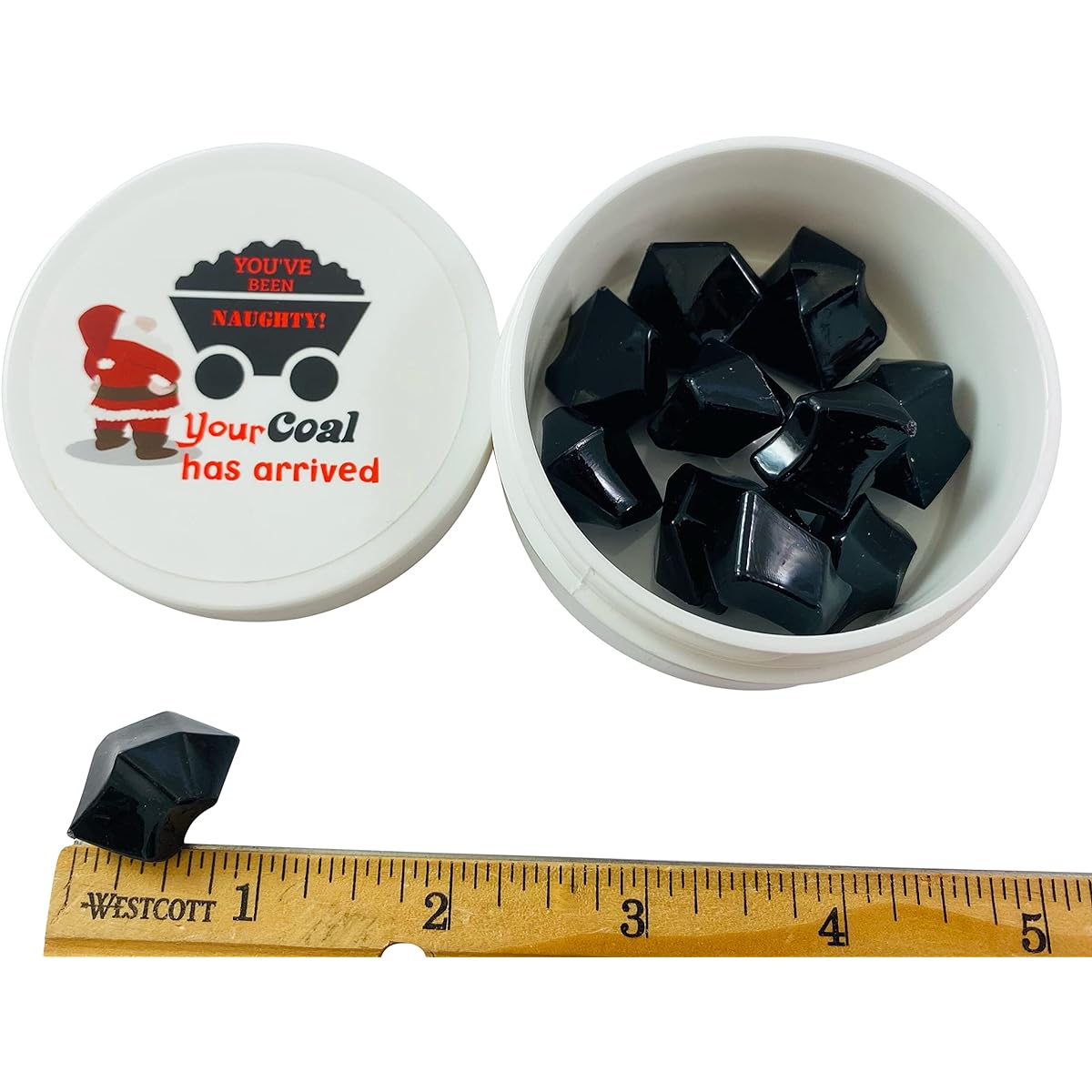 Christmas Naughty List Coal Stocking Packet for Daring Kids and Adults - Small Plastic Fake Replica with Coal Holiday Secret Santa Gag Gift