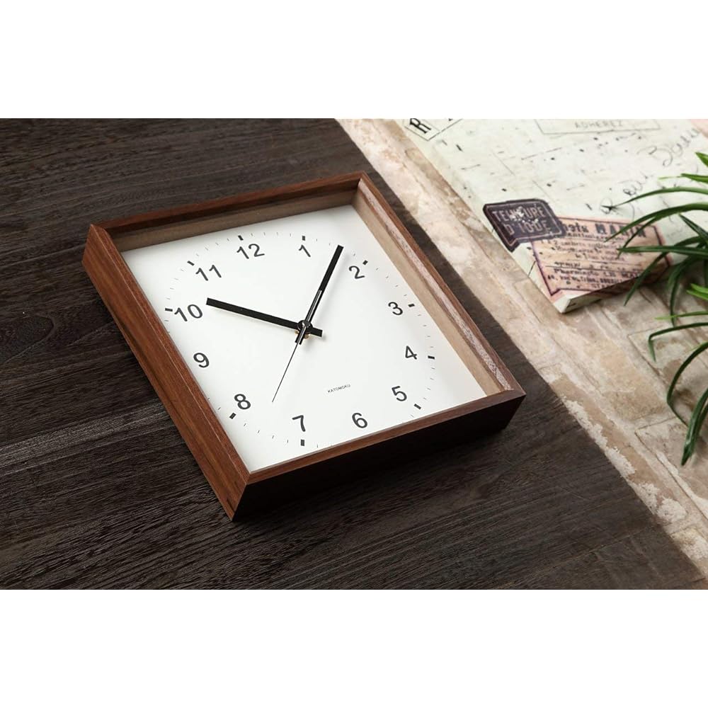 KATOMOKU square clock km-37B Wood Walnut Wall Clock Continuous Second Hand (Quartz Clock)