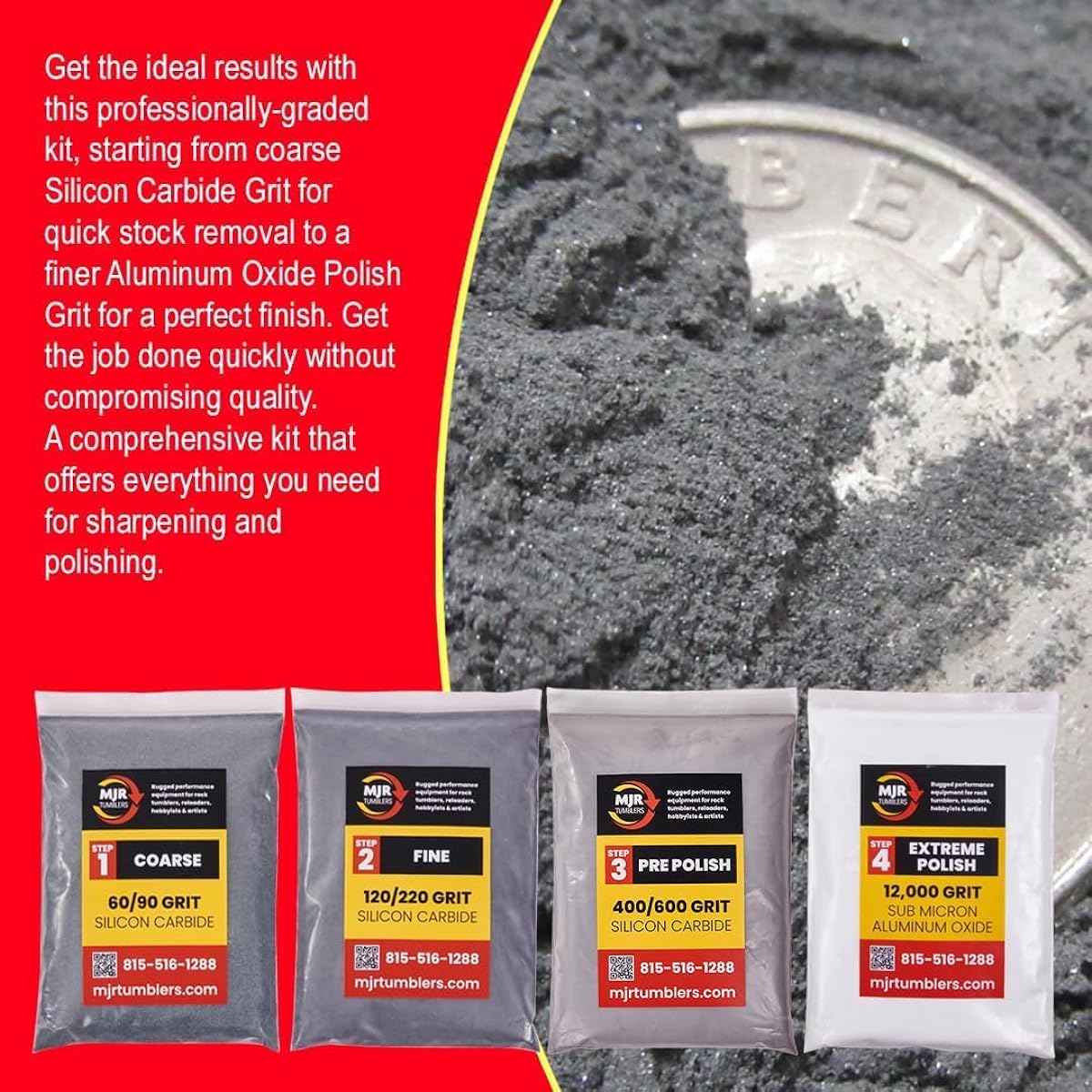 MJR Tumbler Rock Grit Kit for 50 lb Tumblers