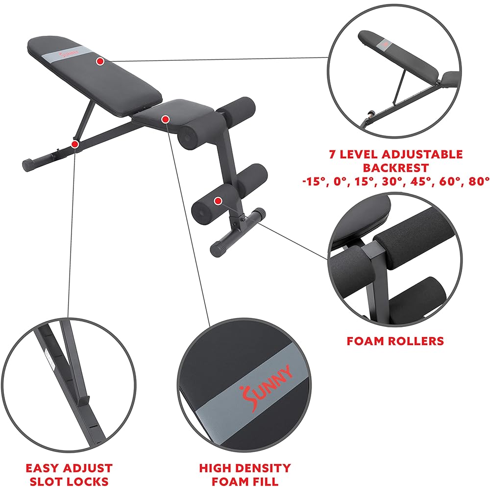 Sunny Health & Fitness Strength Training Foldable Strength Training Chair Fitness Weight Lifting Weight Training