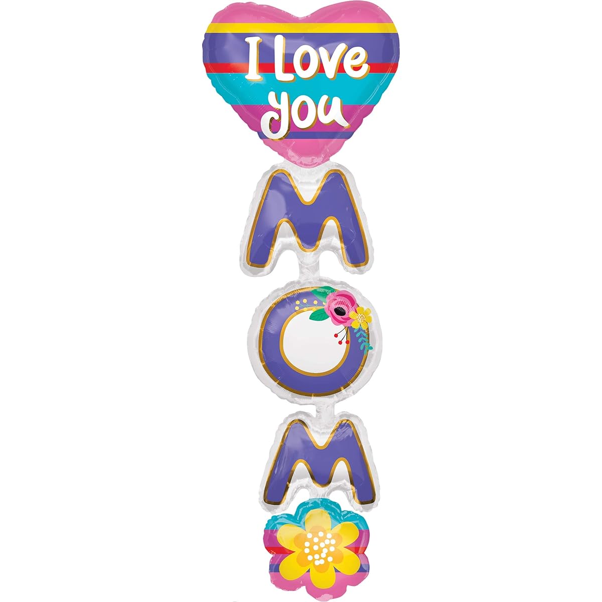 I Love You Mom Hearts and Flowers 66" Party Balloon Stacker
