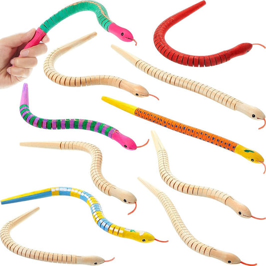 12" Wooden Snake Unfinished Wooden Swinging Snake Jointed Flexible Wooden Snake Blank Canvas Animal Model Craft for Arts and Crafts Themed Birthday Party Supplies (30)