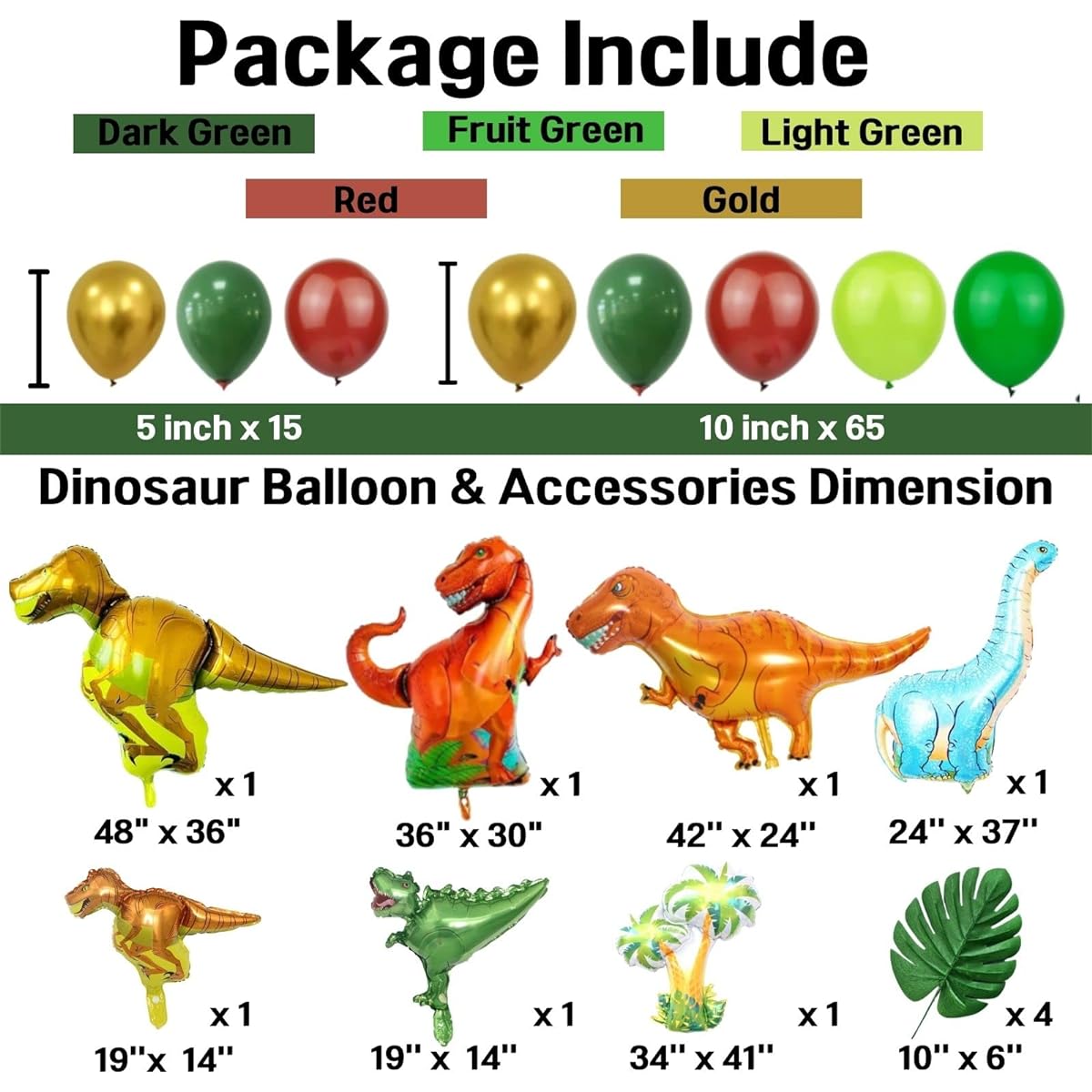 Chanfo Pola Dinosaur Birthday Party Supplies, Dinosaur Balloons for Birthday Party, Dinosaur Birthday Decorations for Kids, Dinosaur Balloon Arch Kit, Dinosaur Theme Decorations