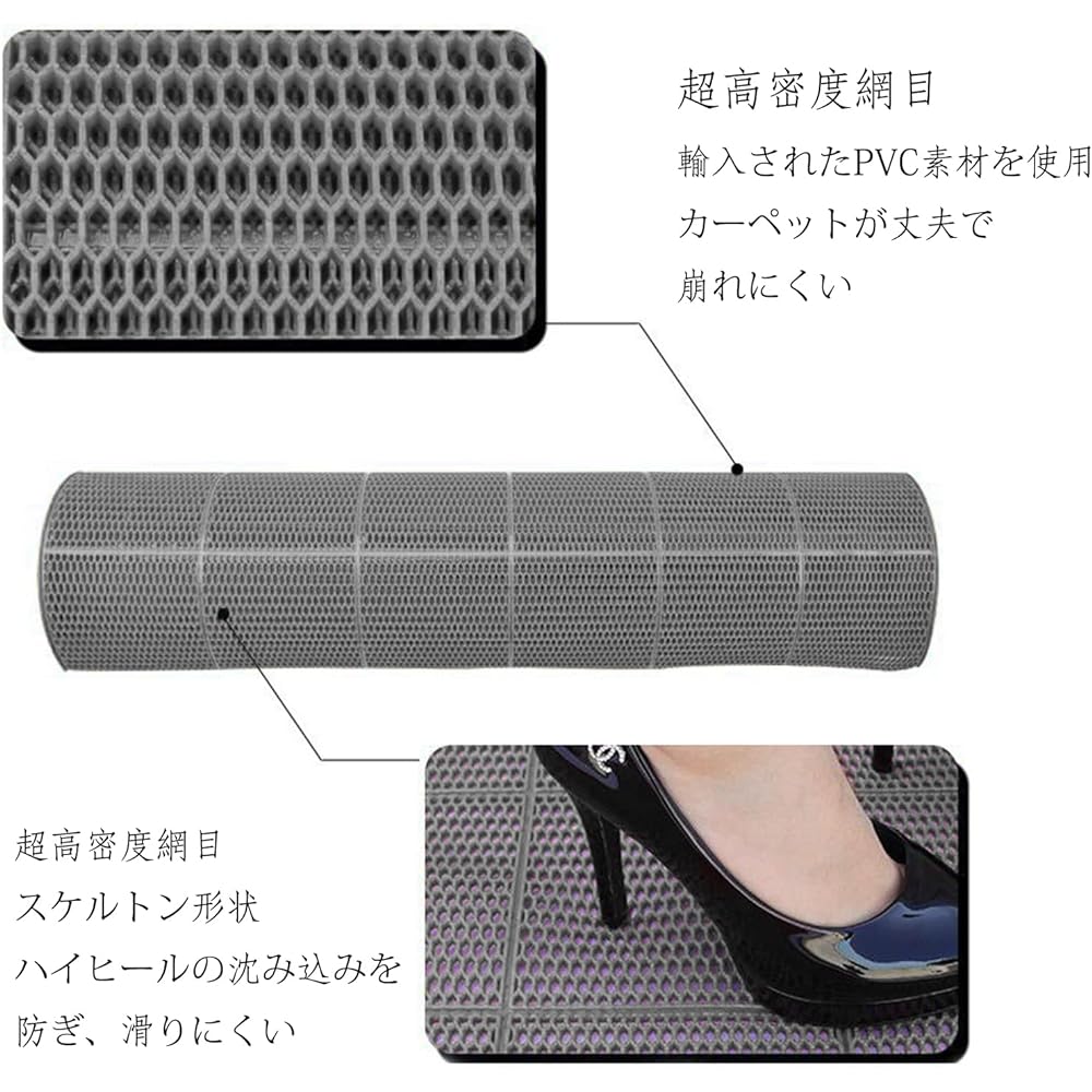 sumunior Outdoor Indoor Non-Slip Mat, Mat, 300x90cm, PVC Sheet, Drainage Rubber Floor Mat, Perforated Rubber Mat, Entrance Mat, Possible, Fall Prevention, Mud Removal, Parking Lot, Mat, For Aisles, Corridors, Baths, Baths (90x300cm, Honeycomb Pattern)