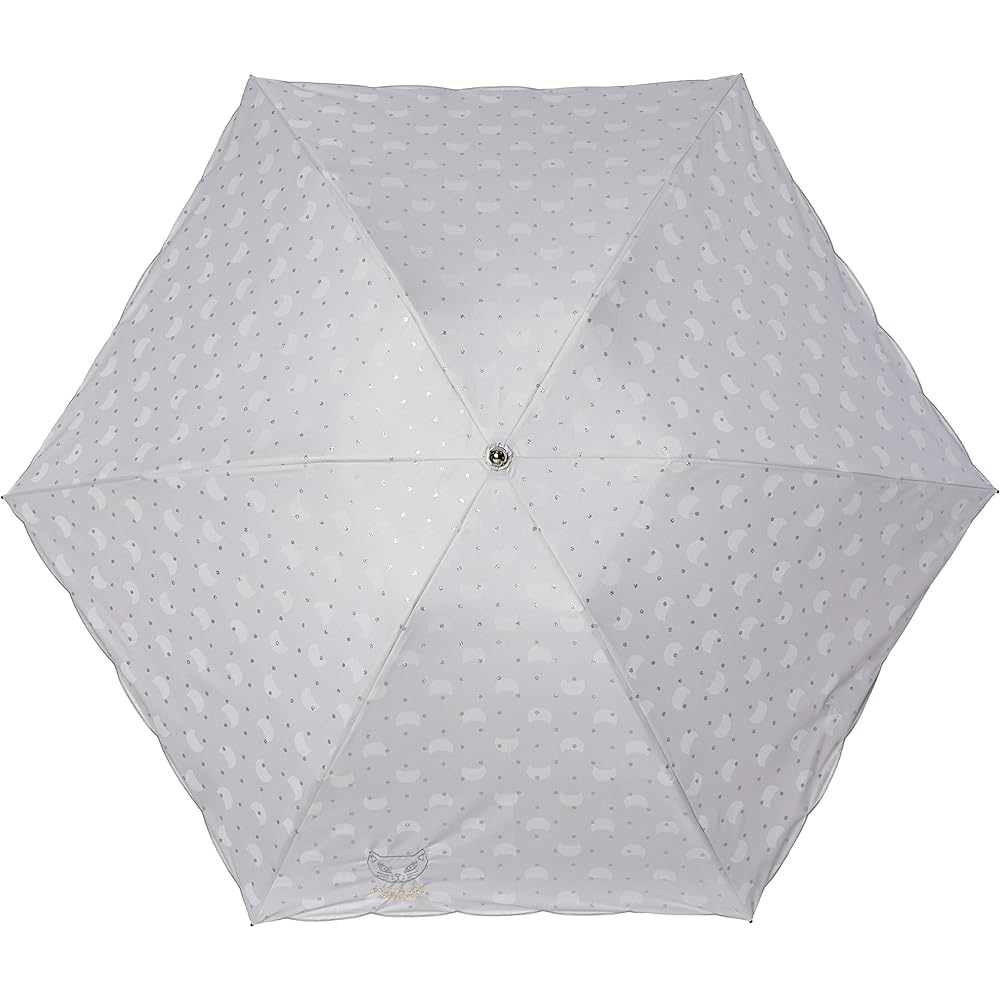 [Moonbat] Folding Umbrella PAUL & JOE (Paul & Joe) Cat Embroidery Parasol Folding Umbrella Parasol For Both Sunny and Rainy Days Umbrella Heat Shielding Logo Dot Cat Fashionable Cute Women's Light Gray Rim Length: Approx. 50cm