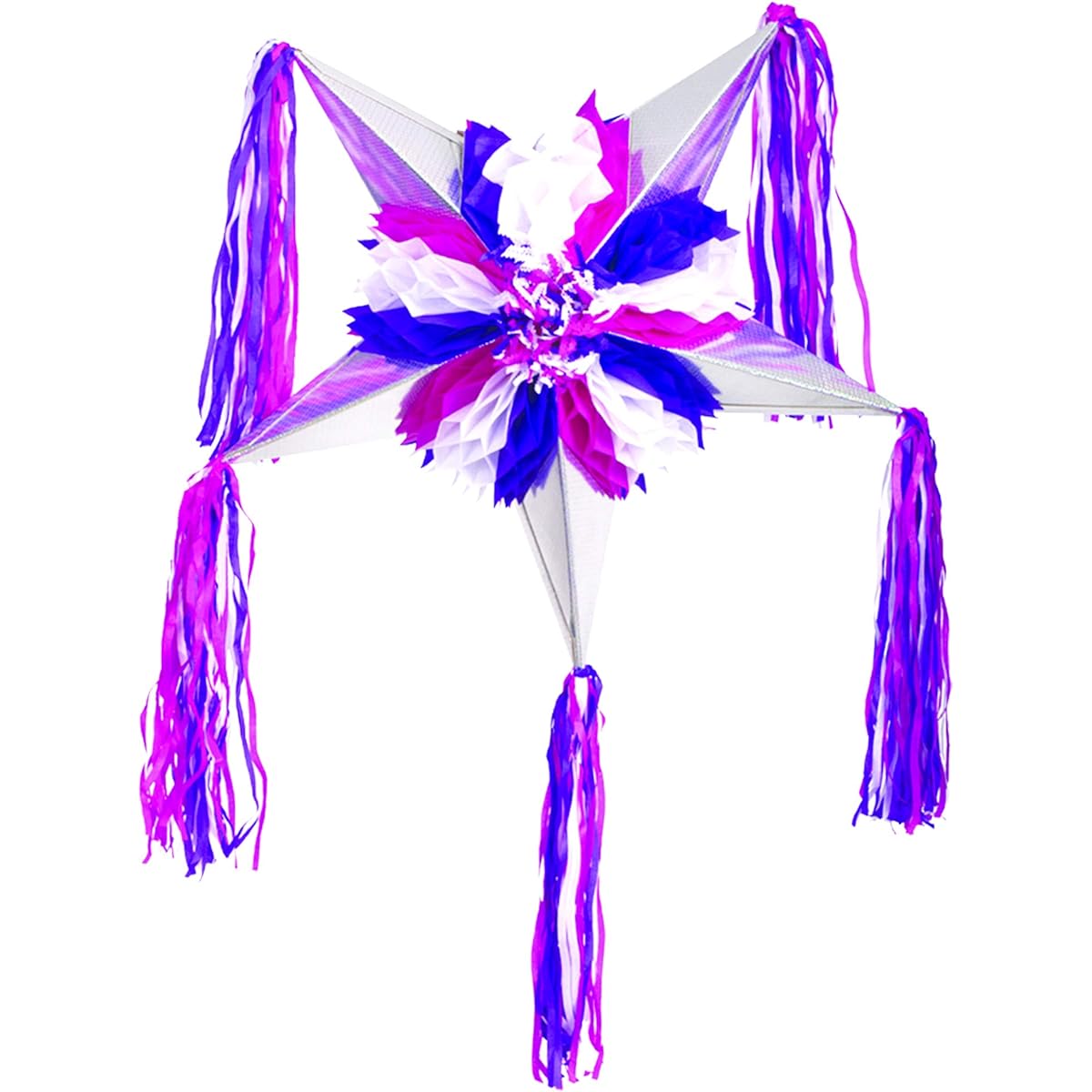 Piñata2GO Colorful 5 Point Star Purple White Pink Pinata
