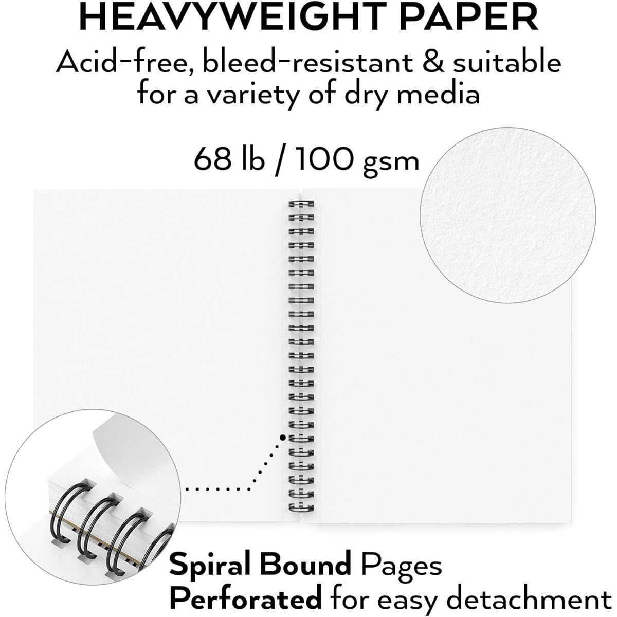 ARTEZA 9X12" Sketch Book, 100 Sheets (68 lb/100gsm), Spiral Bound Artist Sketch Pad, Durable Acid Free Drawing Paper, Ideal for Kids & Adults, Bright White