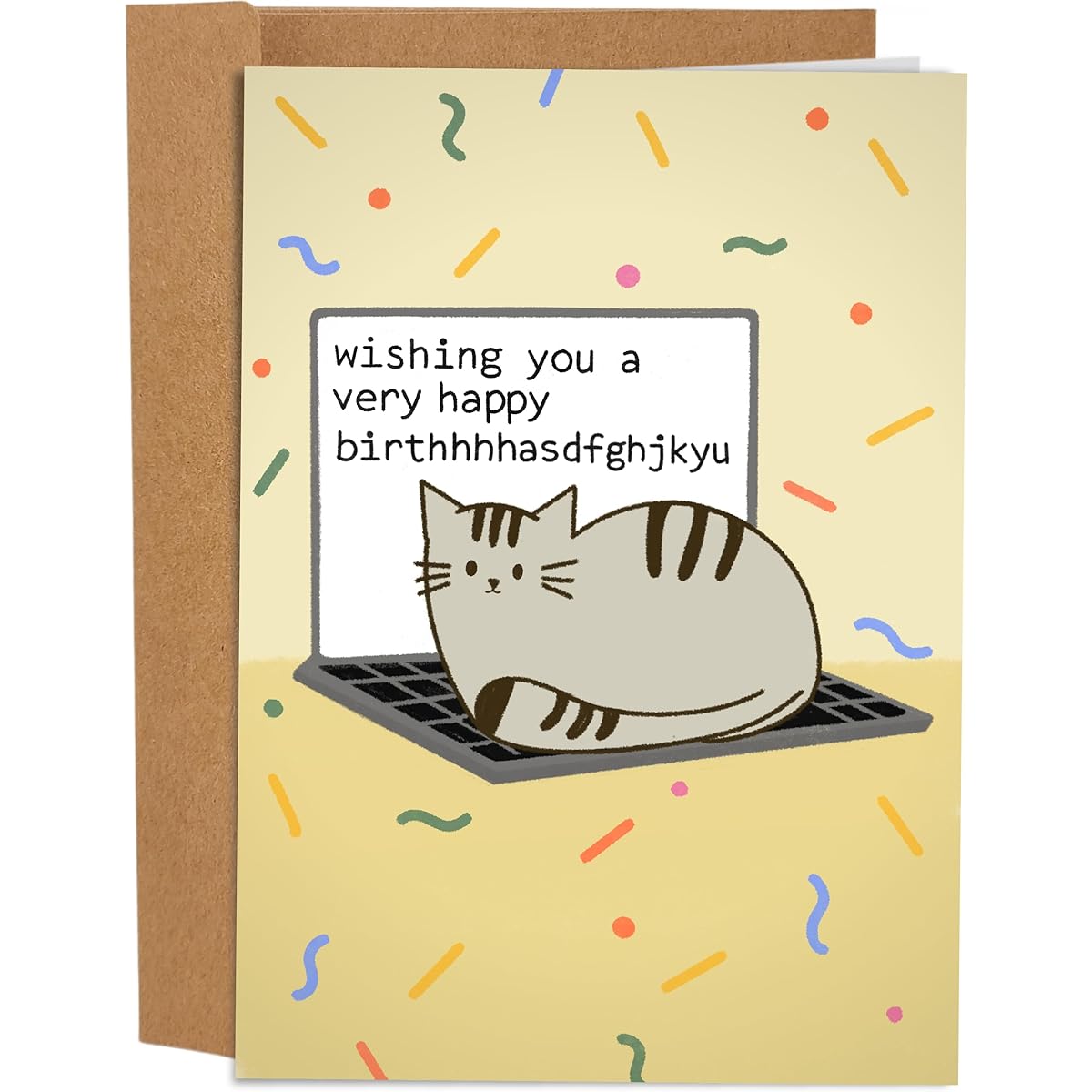 Sleazy Greetings Funny Birthday Cards for Him and Her | Happy Birthday Cards for Women and Men | Cat Sitting on a Laptop Birthday Cards for Husband and Wife | Wishing you a very happy birthday hhasdfghjkyu Card