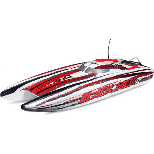 Pro Boat RC Blackjack 42" 8S Brushless Catamaran RTR Battery and Charger Not Included White/Red PRB08043T2