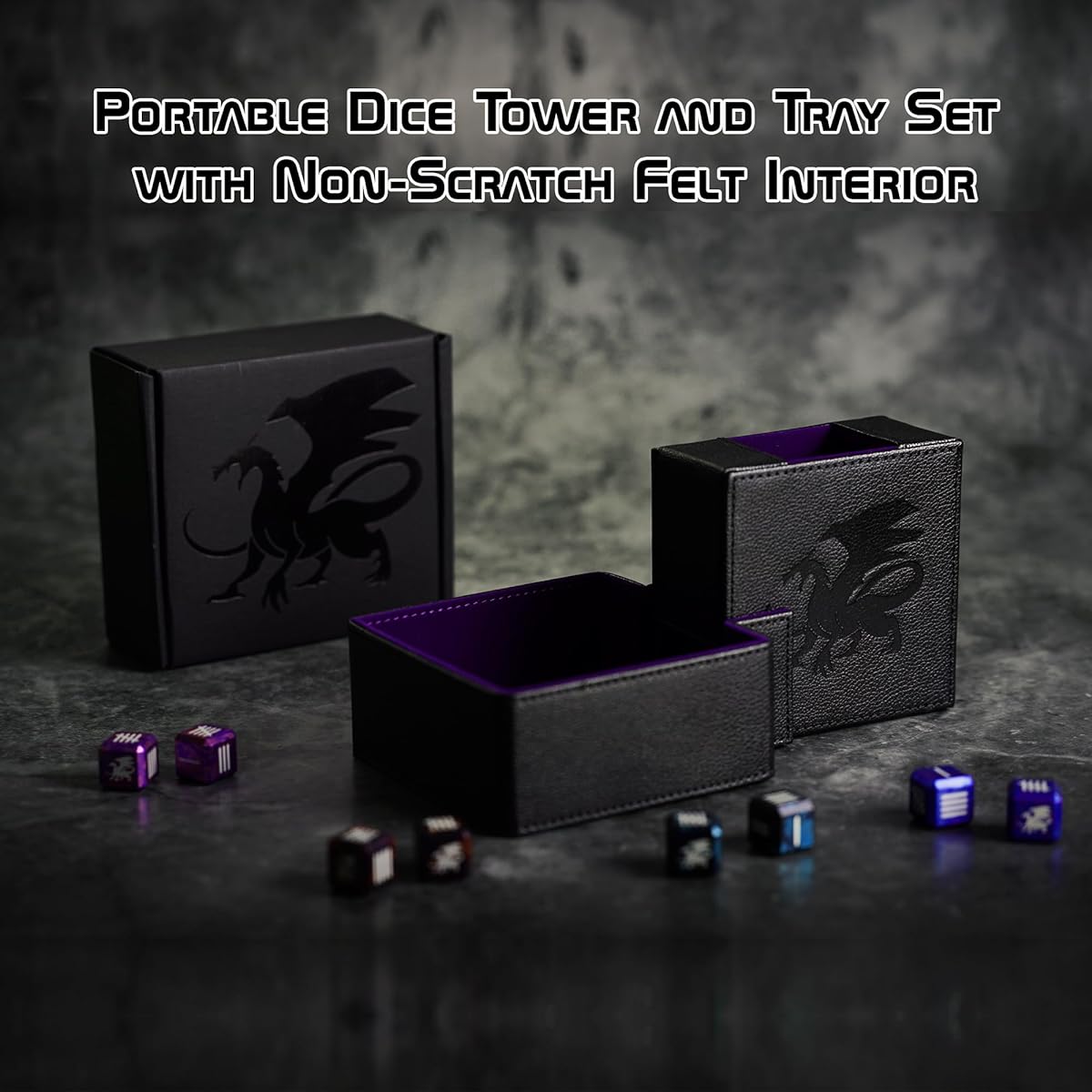 AKO DICE Tower and Dice Case for Tabletop Games, Purple