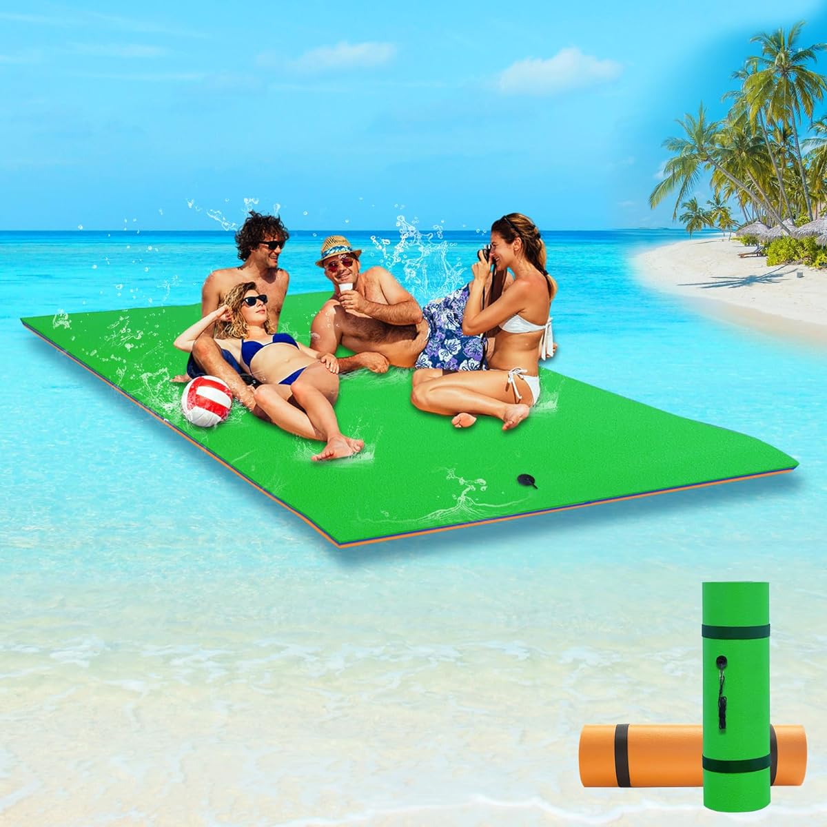 Floating Mat 9/12/18 x 6ft Floating Mat Pad for Lake Extra Large Floating Island 3 Layer Tear Resistant Xpe Foam Multiple Sizes Floating Water Mat for Lake Sea Boat (18 x 6 Inch Green)