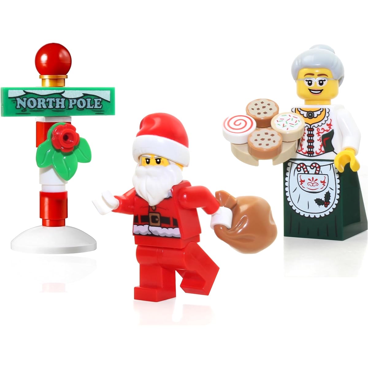 LEGO Holiday Creator Minifigure Set - Santa with Glasses, Mrs. Claus, and North Pole Stand