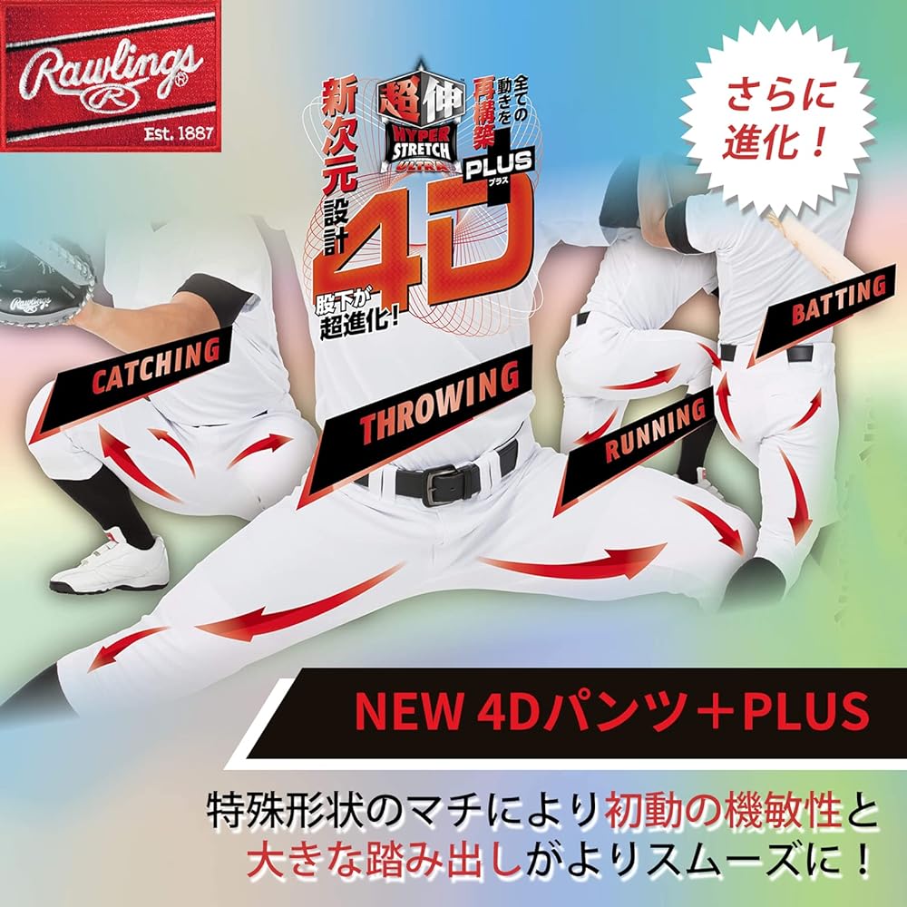 Rawlings Baseball Pants 4D+ (4D Plus) Ultra Hyper Stretch Pants for Children, Juniors, Practice, Match Baseball Pants, Impressive