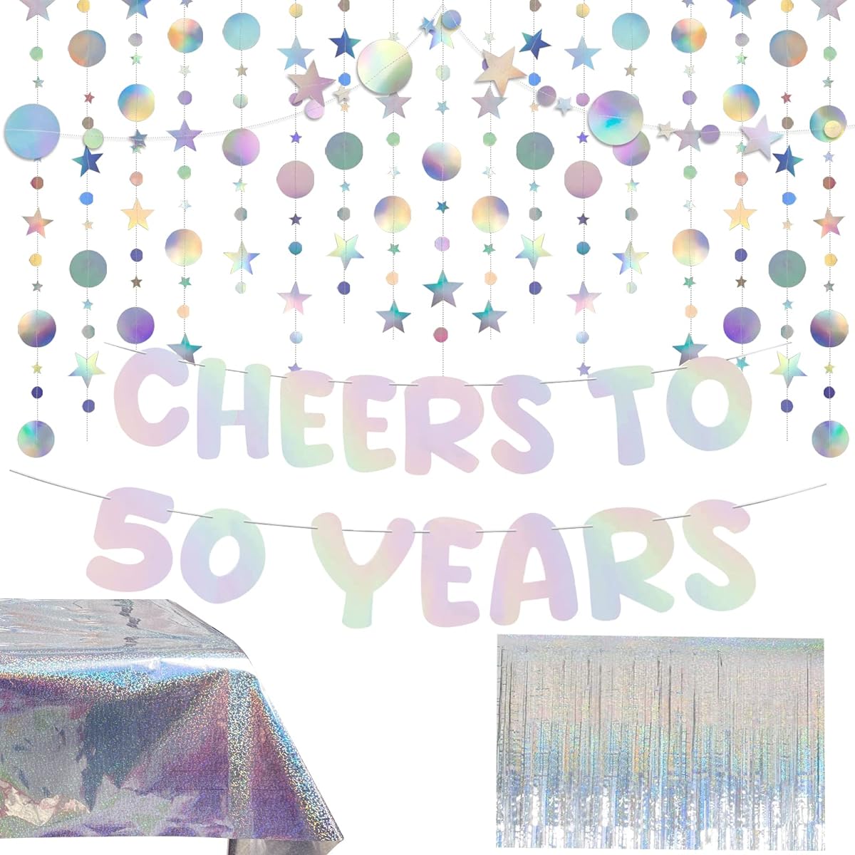 Rainbow Cheers to 50 Years Banner Birthday Party Decorations for Women 50th Anniversary Decorations Disco on the Hill 50th Birthday Party Supplies 50 Years Old