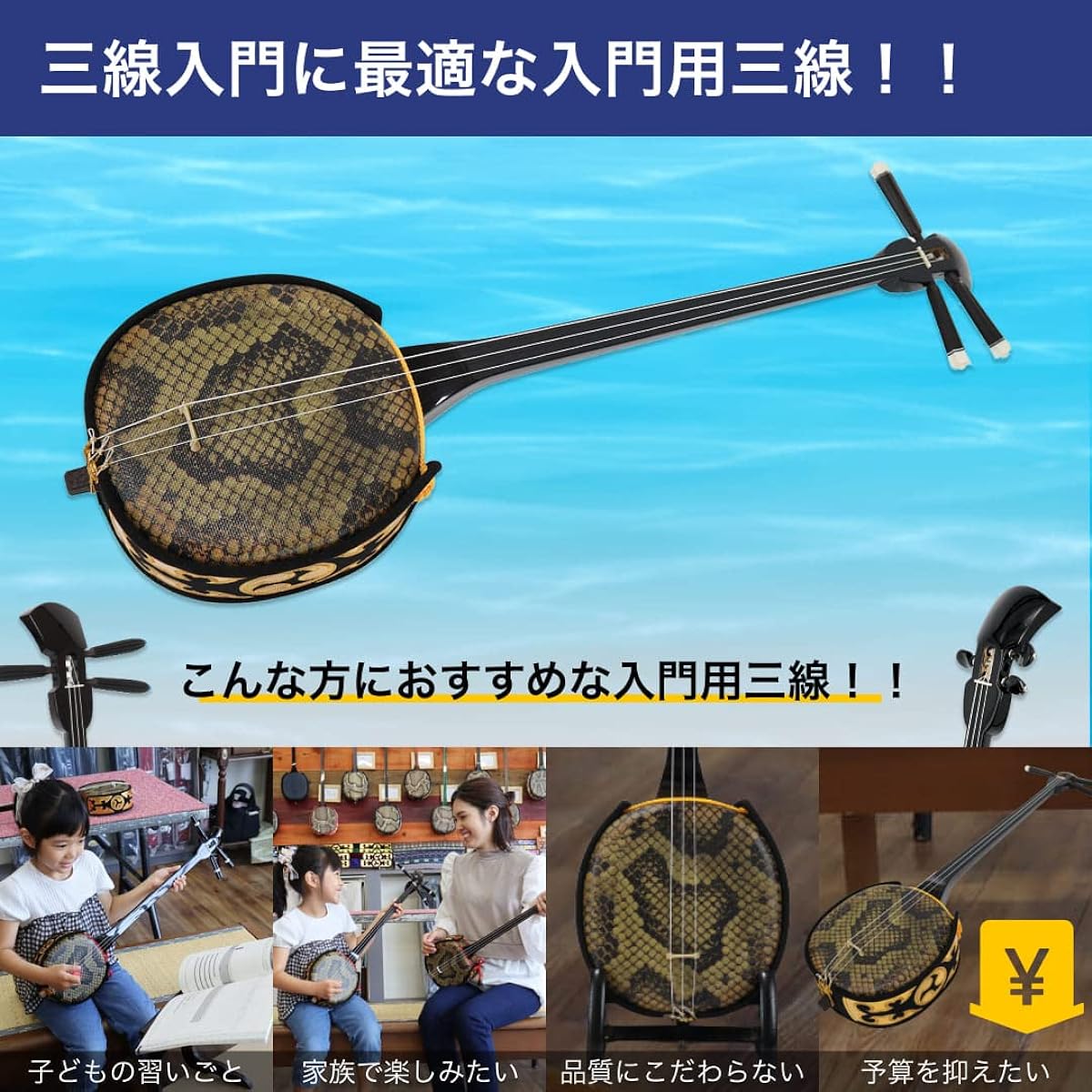 Sanshin Standard size Okinawan sanshin Self-study master set for beginners DVD textbook included [Umi no Koe, Ito, Hanamizuki sheet music included!]
