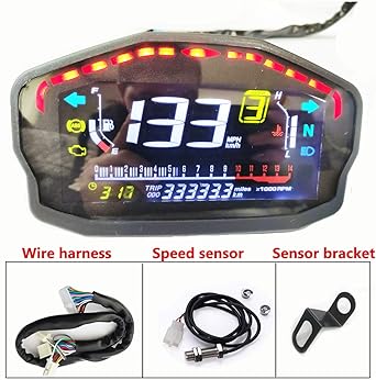 SAMDO Universal Motorcycle Speedometer Odometer Tachometer 14000 RPM 199 Kph Mph Motorcycle Refit Water Temperature Gauge VA Real Color