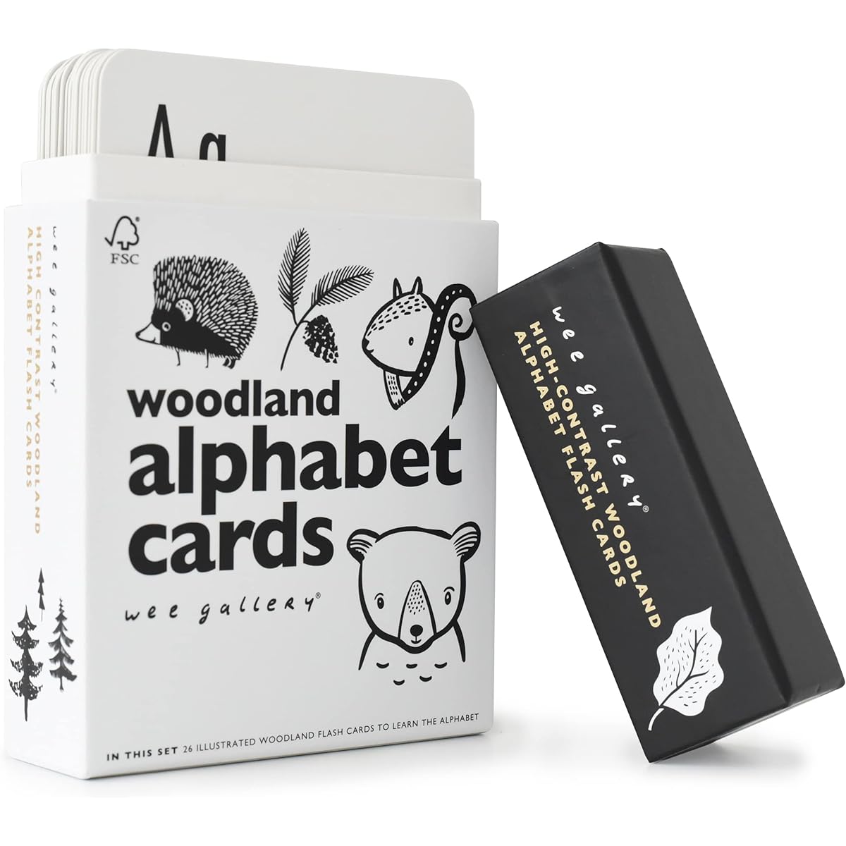 Educational Flash Cards for Babies Black and White Animals Alphabet Learning Cards Double-Sided Visual Stimulation Great for Cognitive Development of Babies and Toddlers Forest Animals
