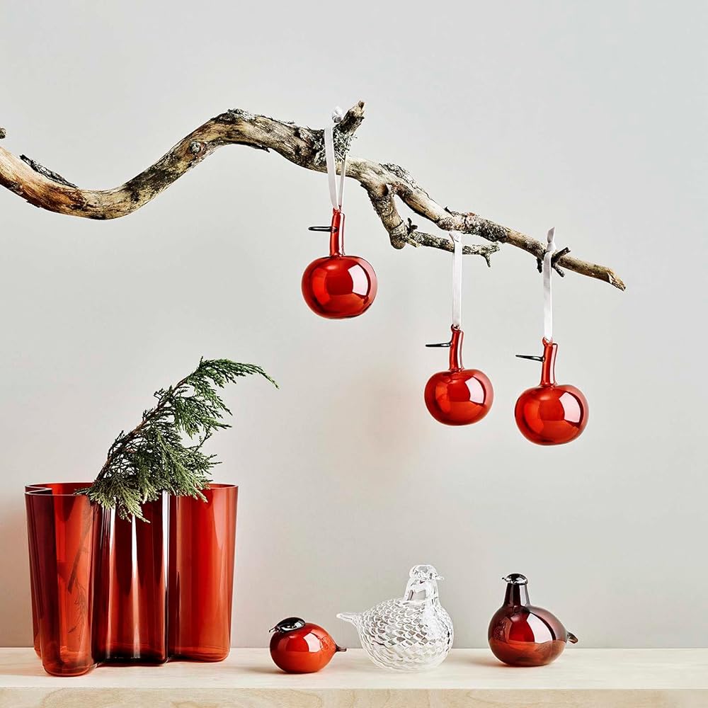 [Regular Imported Product] Iittala Glass Apple Set of 3 Red 1055140