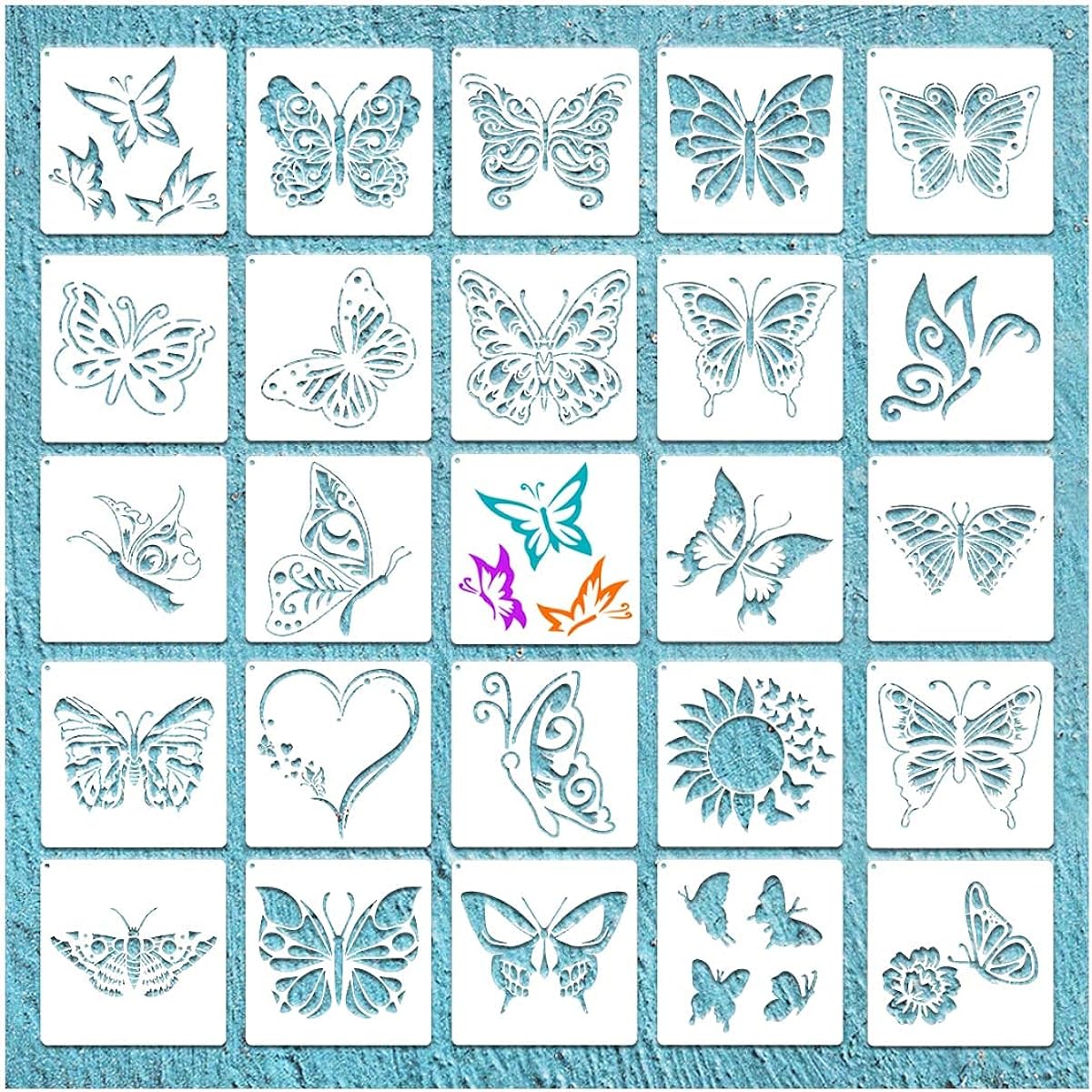 20 Pieces Butterfly Stencil Spring Painting Theme Stencil Template Reusable PET Craft Stencil Butterfly Drawing Template for Painting Fans Craft DIY Lover Beginner Home Decoration